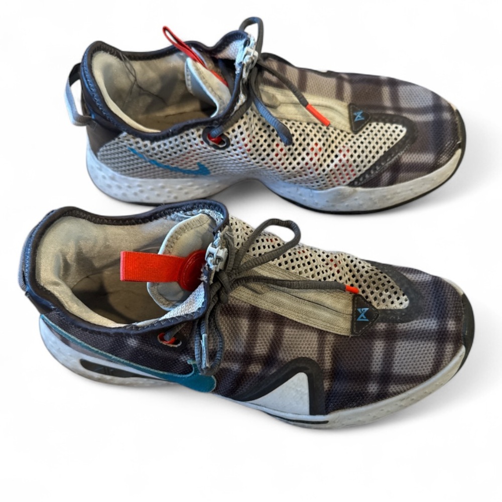 Nike PG 4 Paul George Football Gray/Laser Plaid Basketball Shoe Size 10.5 - Picture 2 of 15